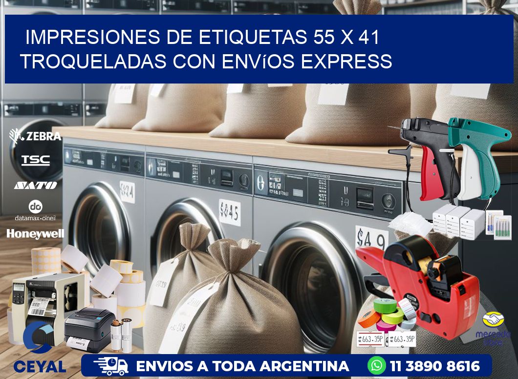 Impresiones de etiquetas 55 x 41 troqueladas con envíos express