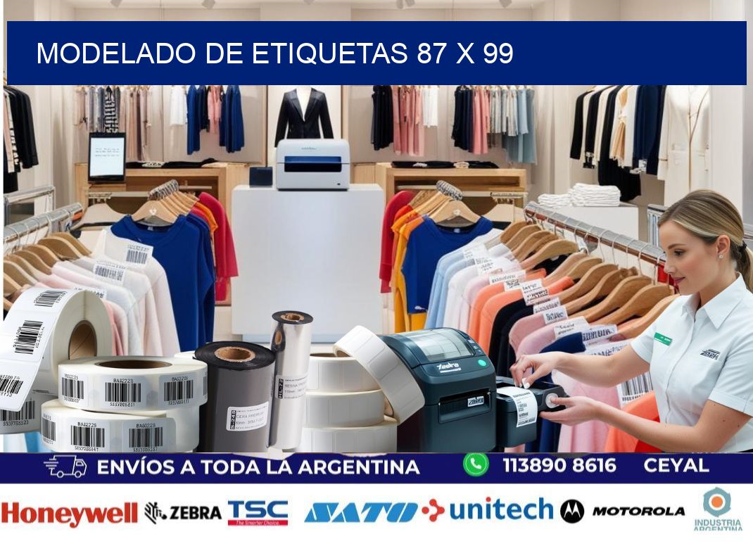 Modelado de etiquetas 87 x 99