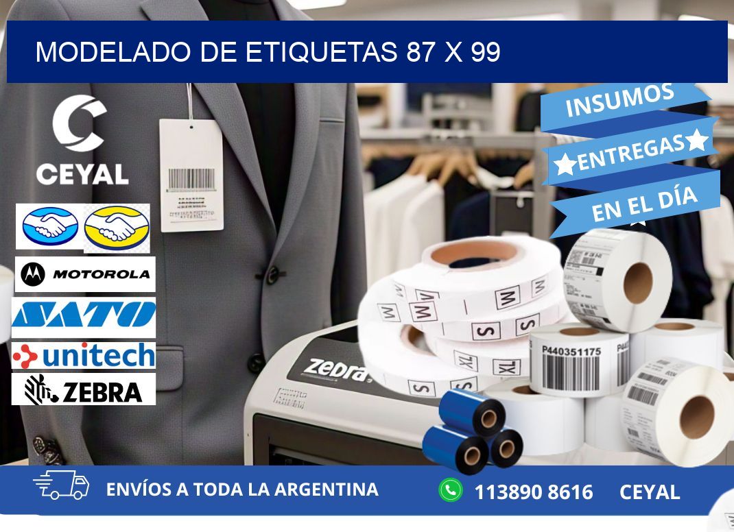 Modelado de etiquetas 87 x 99