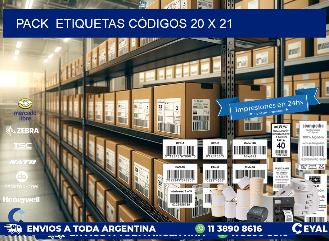 Pack  ETIQUETAS CÓDIGOS 20 x 21