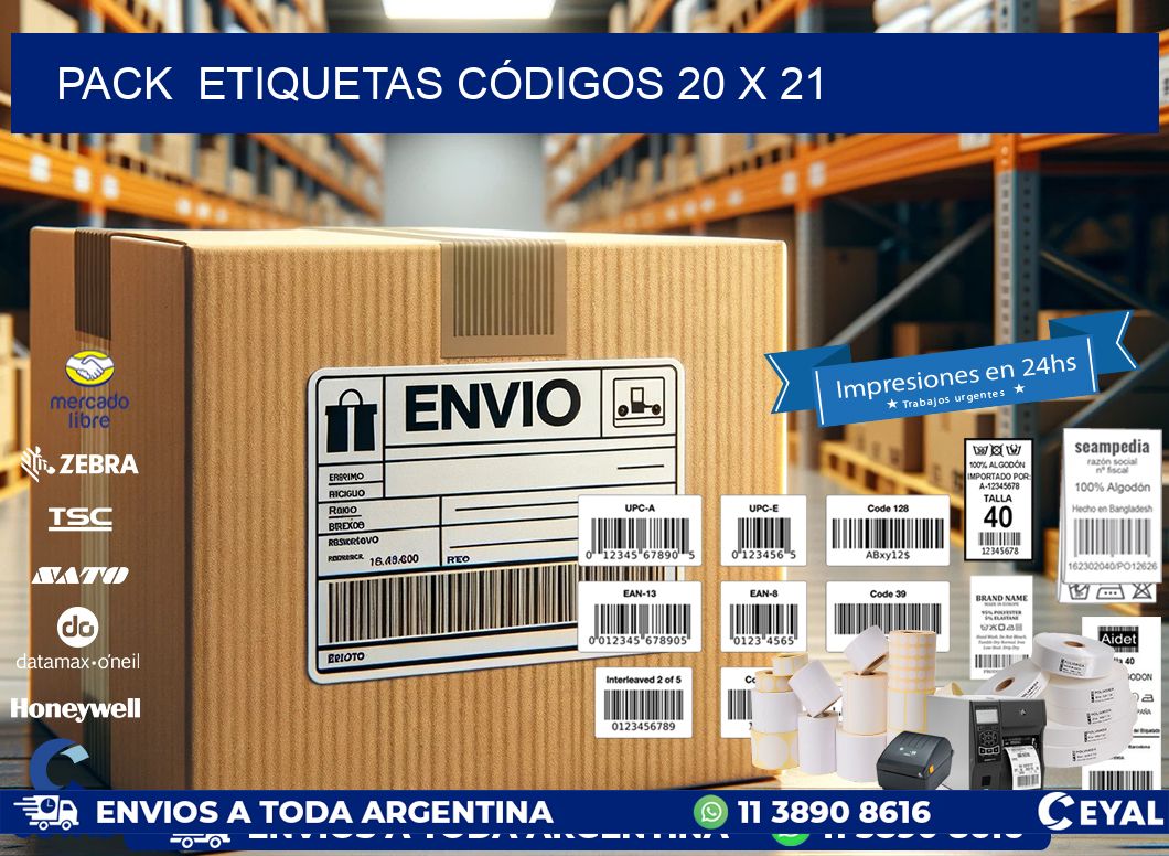 Pack  ETIQUETAS CÓDIGOS 20 x 21