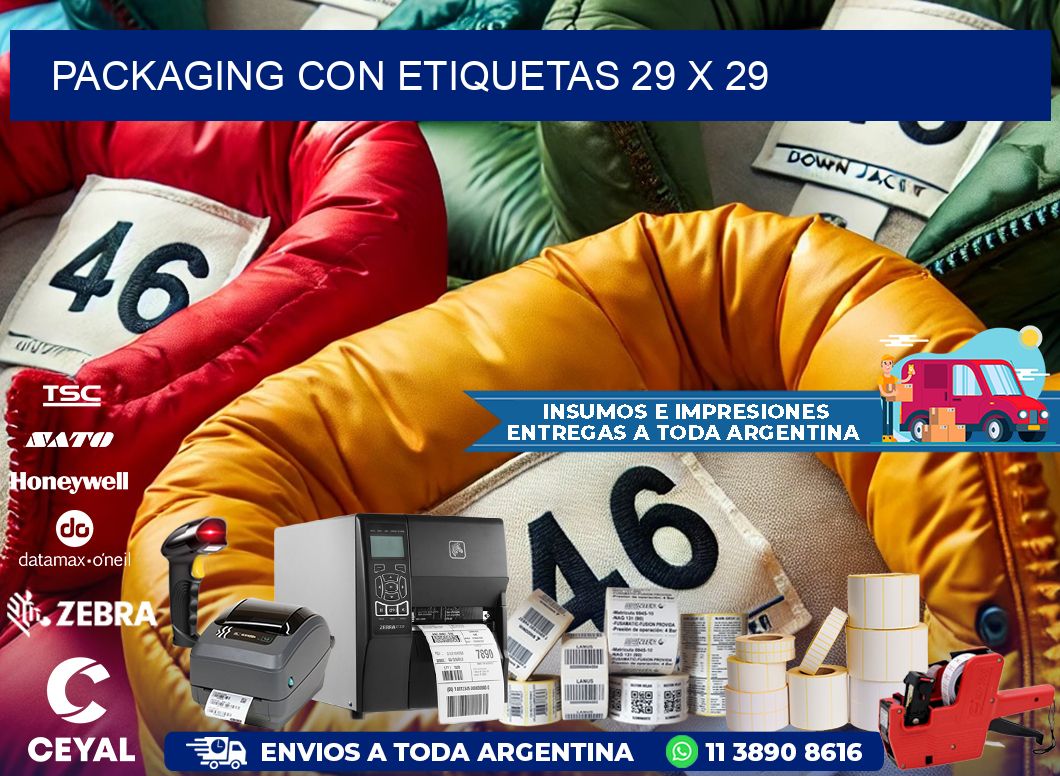 Packaging con etiquetas 29 x 29