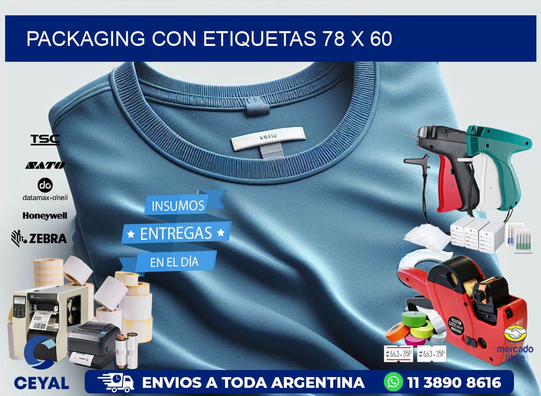 Packaging con etiquetas 78 x 60