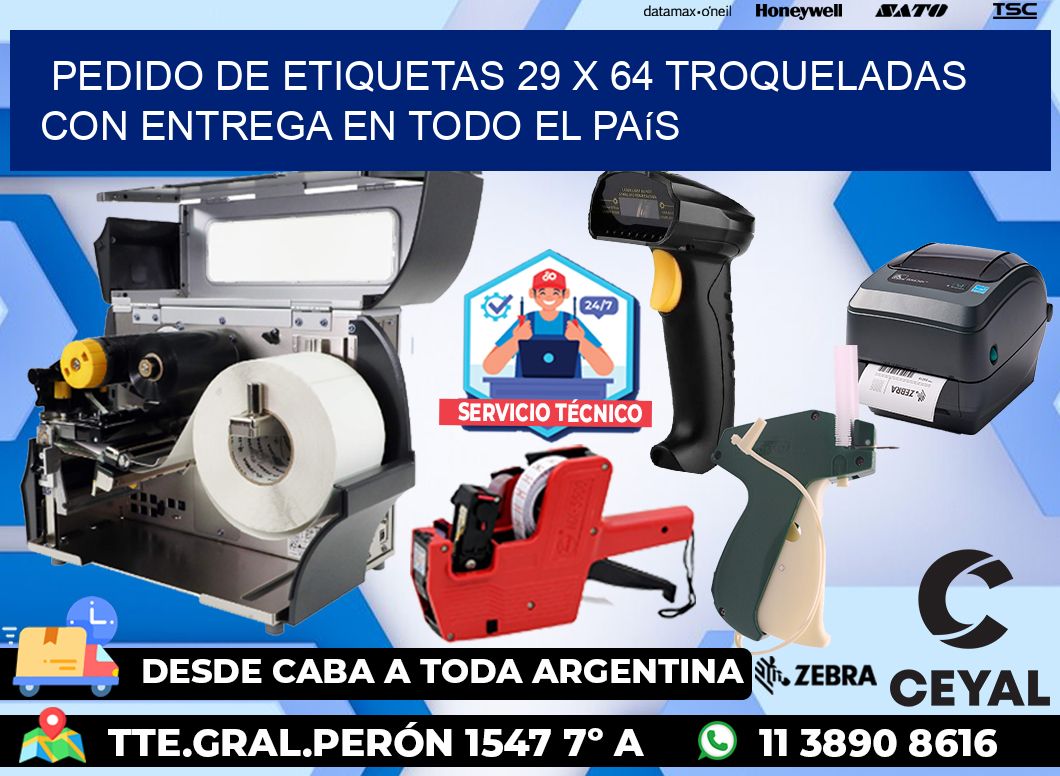 Pedido de etiquetas 29 x 64 troqueladas con entrega en todo el país