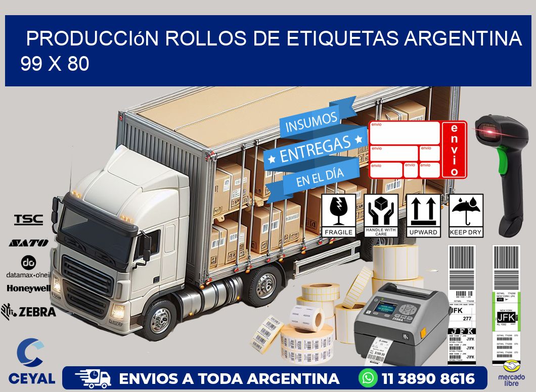 Producción ROLLOS DE ETIQUETAS ARGENTINA 99 x 80