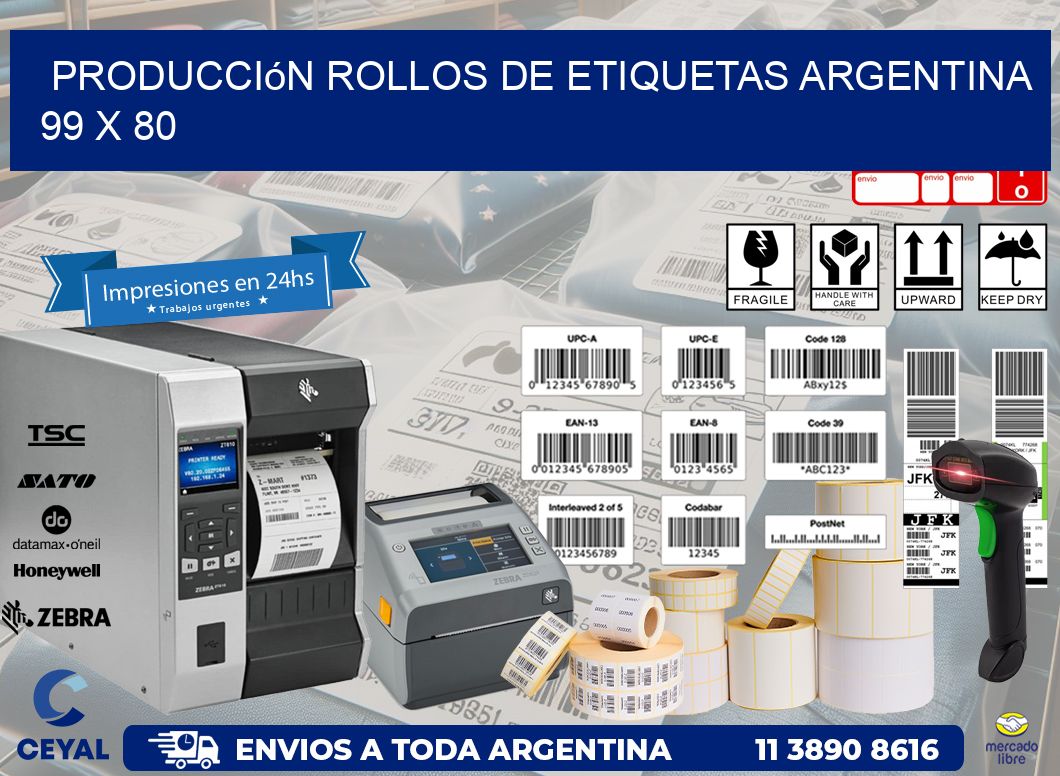 Producción ROLLOS DE ETIQUETAS ARGENTINA 99 x 80