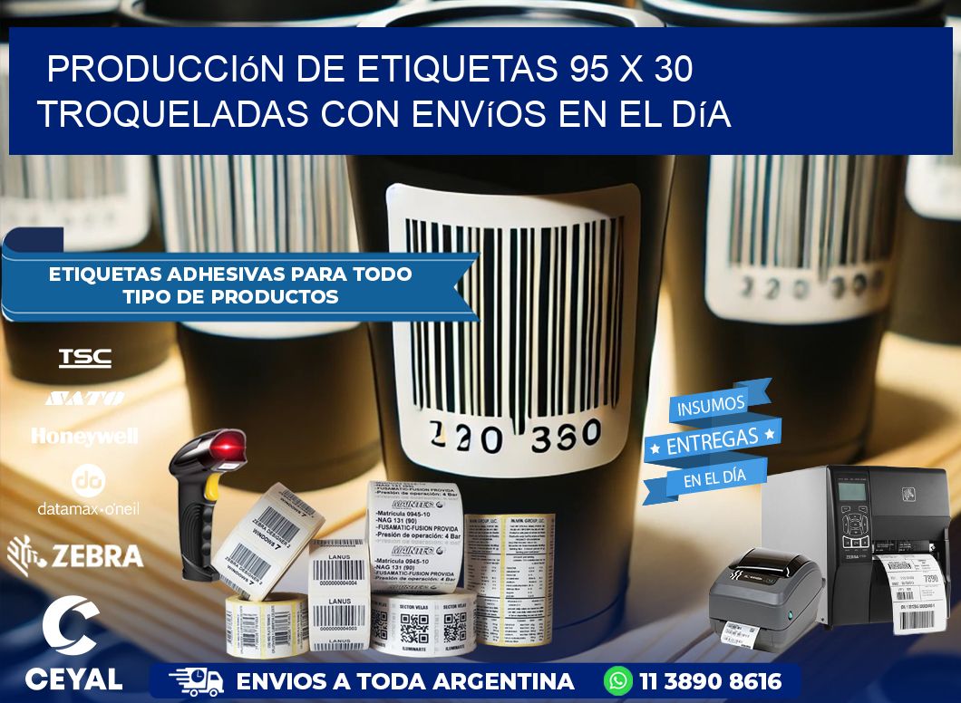Producción de etiquetas 95 x 30 troqueladas con envíos en el día