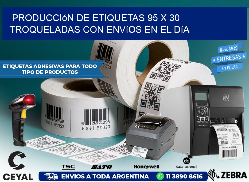Producción de etiquetas 95 x 30 troqueladas con envíos en el día
