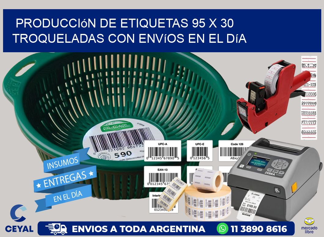 Producción de etiquetas 95 x 30 troqueladas con envíos en el día