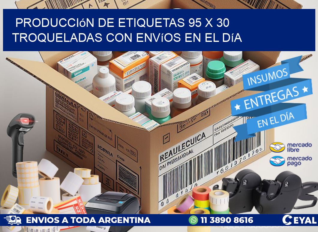 Producción de etiquetas 95 x 30 troqueladas con envíos en el día