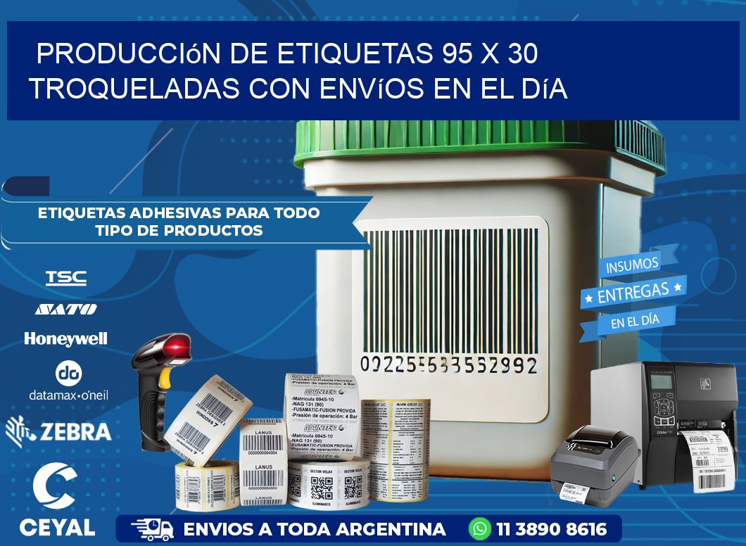 Producción de etiquetas 95 x 30 troqueladas con envíos en el día