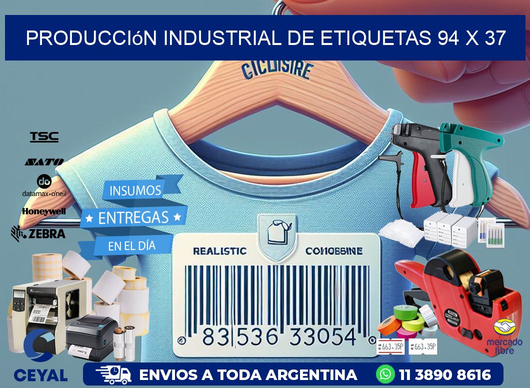 Producción industrial de etiquetas 94 x 37