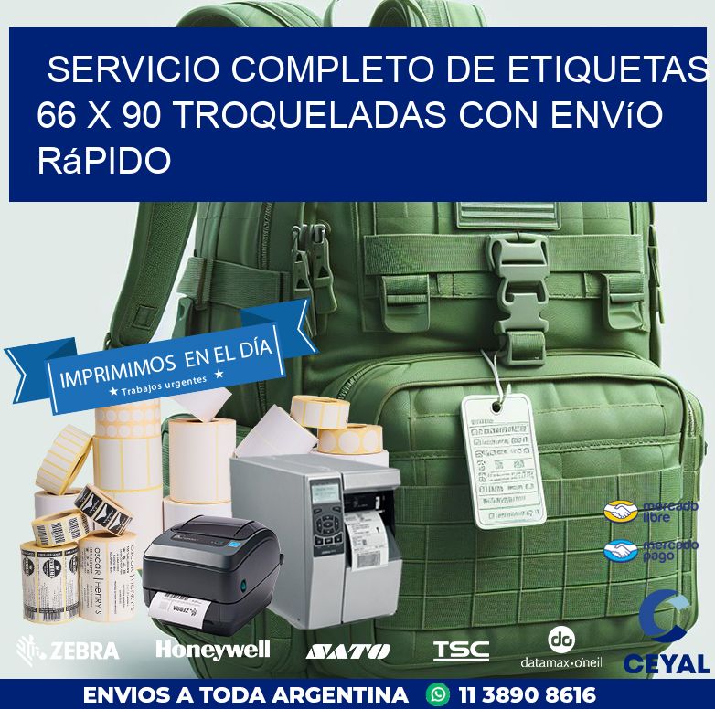 Servicio completo de etiquetas 66 x 90 troqueladas con envío rápido