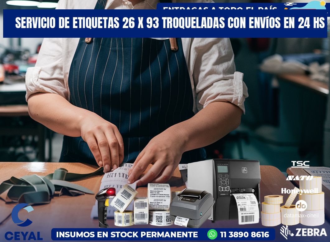 Servicio de etiquetas 26 x 93 troqueladas con envíos en 24 hs