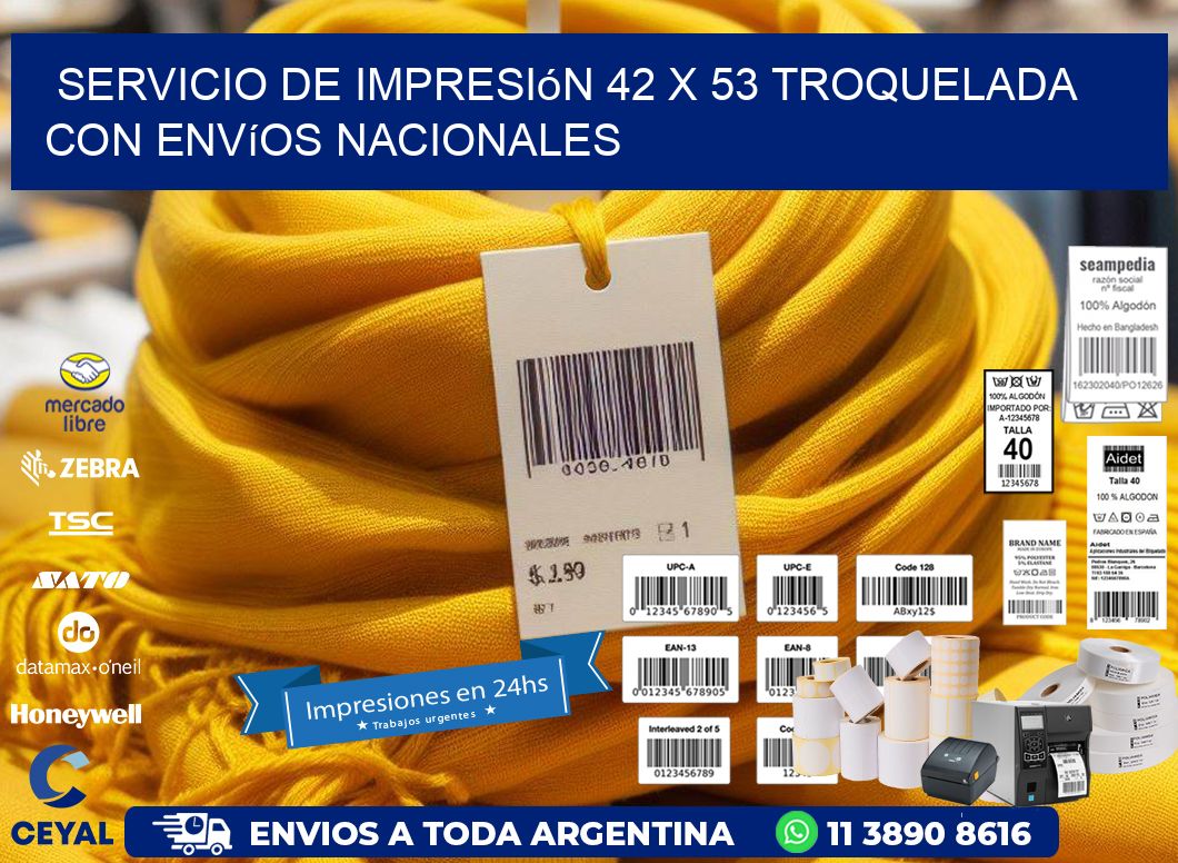 Servicio de impresión 42 x 53 troquelada con envíos nacionales