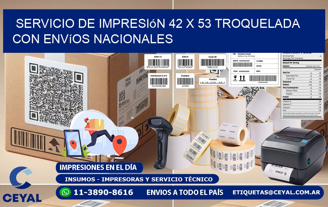 Servicio de impresión 42 x 53 troquelada con envíos nacionales