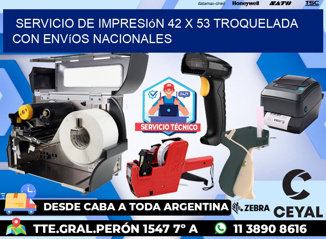 Servicio de impresión 42 x 53 troquelada con envíos nacionales