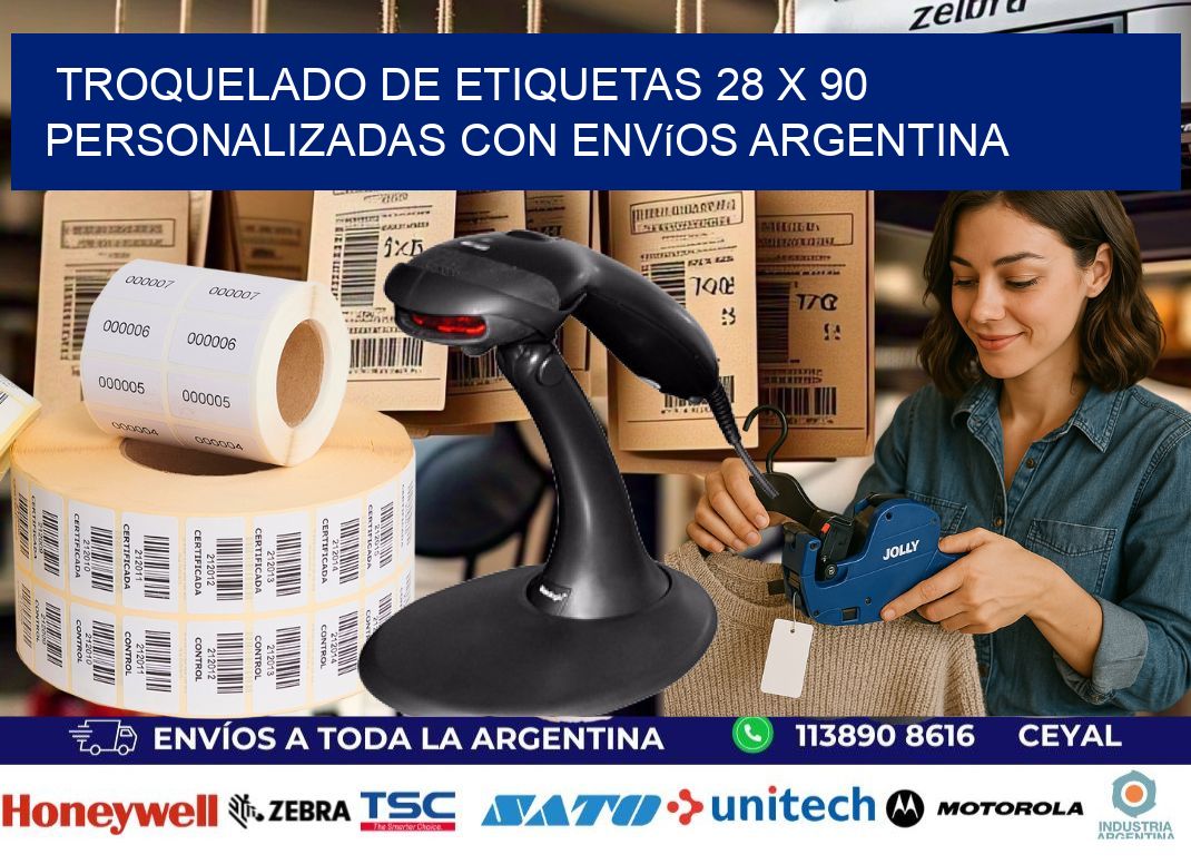 Troquelado de etiquetas 28 x 90 personalizadas con envíos Argentina