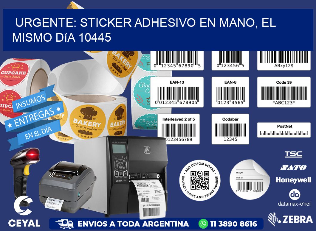 Urgente: Sticker adhesivo en Mano, el Mismo Día 10445