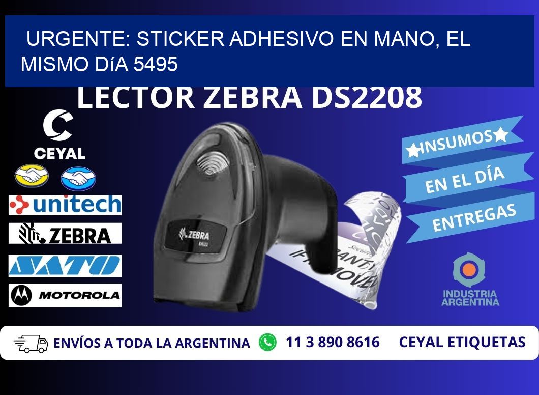 Urgente: Sticker adhesivo en Mano, el Mismo Día 5495