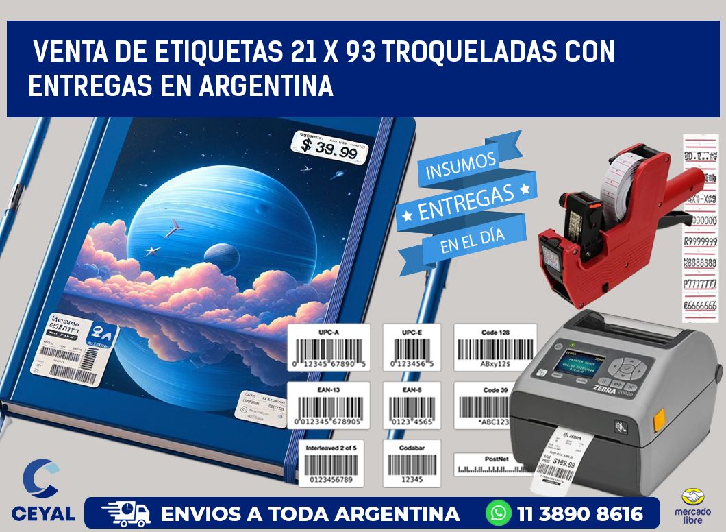 Venta de etiquetas 21 x 93 troqueladas con entregas en Argentina