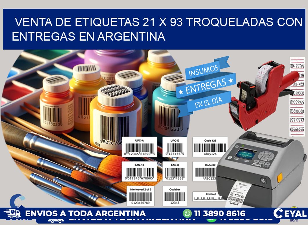 Venta de etiquetas 21 x 93 troqueladas con entregas en Argentina