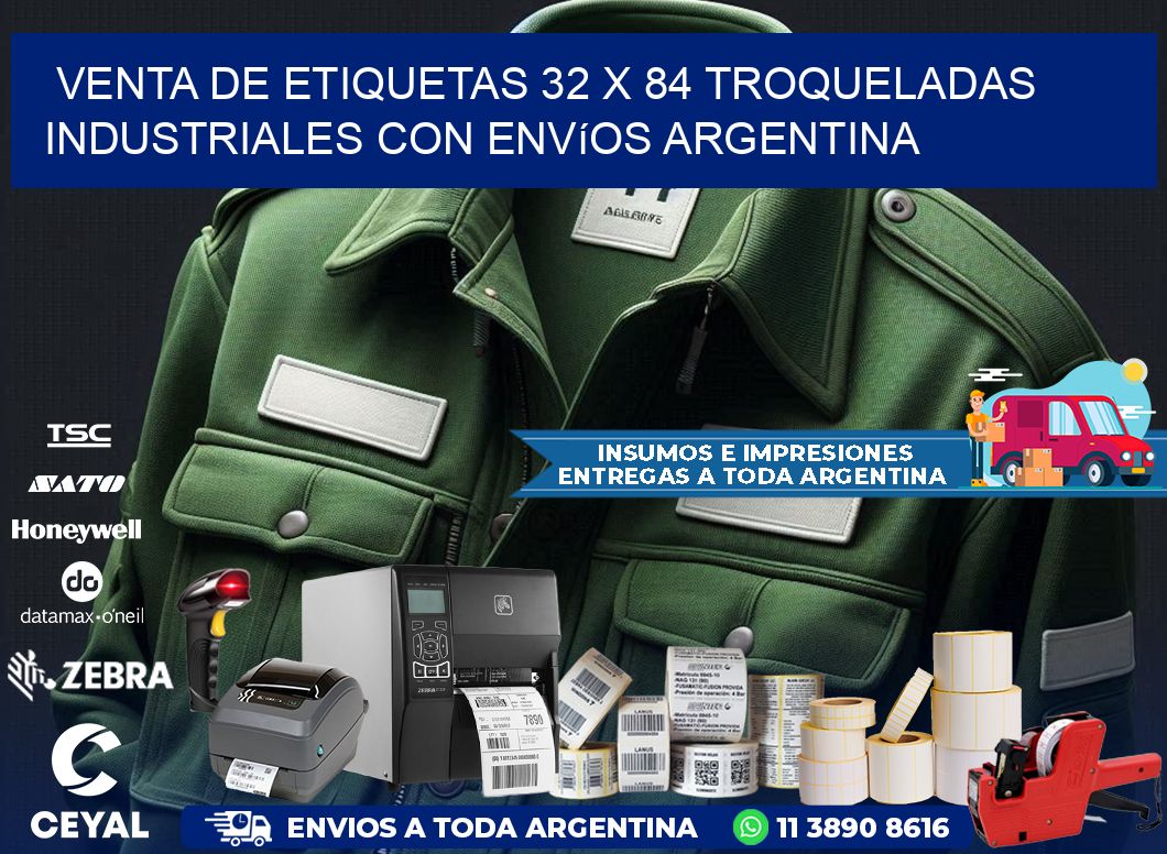 Venta de etiquetas 32 x 84 troqueladas industriales con envíos Argentina