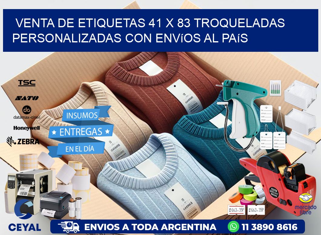 Venta de etiquetas 41 x 83 troqueladas personalizadas con envíos al país