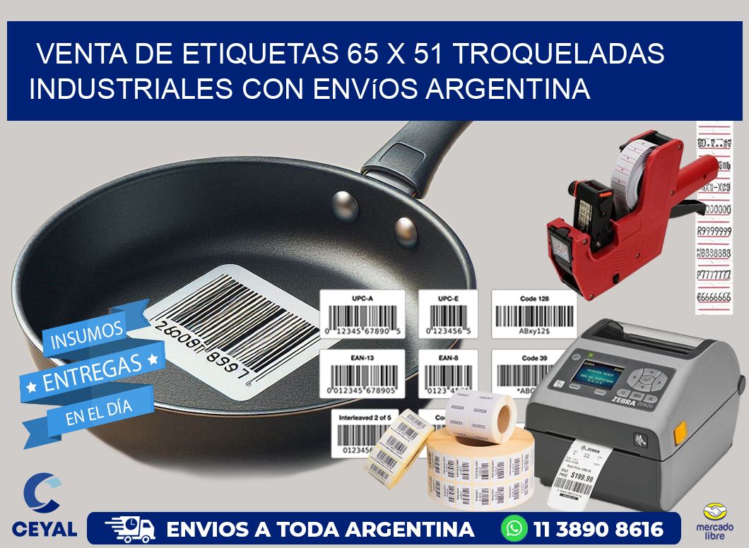 Venta de etiquetas 65 x 51 troqueladas industriales con envíos Argentina