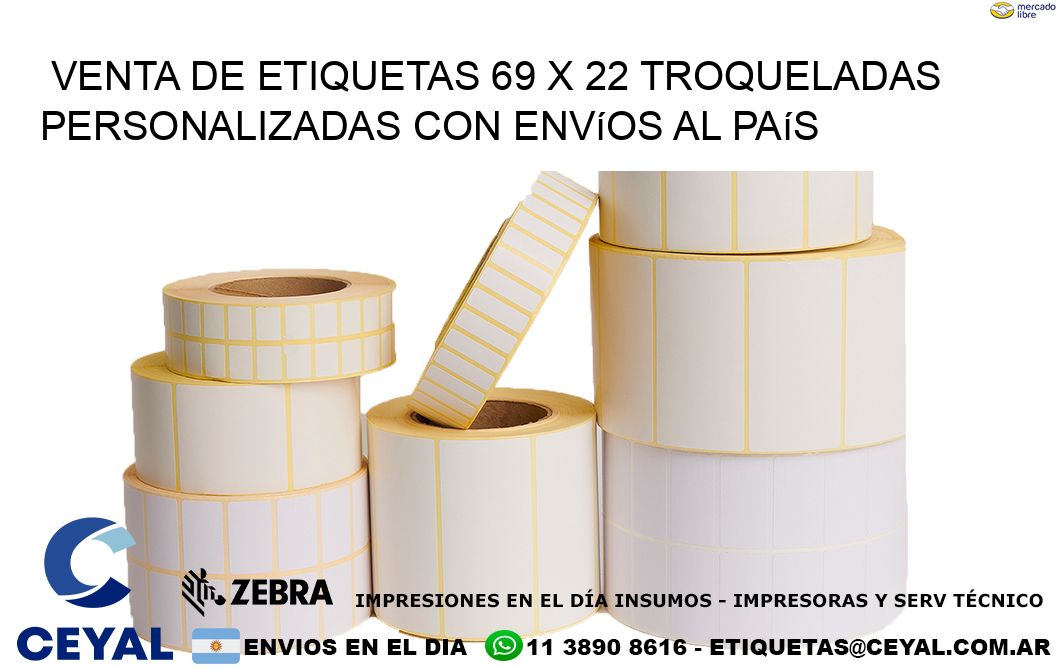 Venta de etiquetas 69 x 22 troqueladas personalizadas con envíos al país