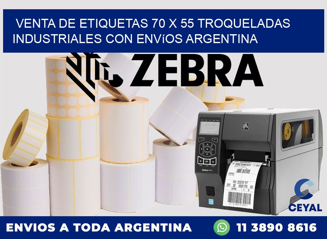 Venta de etiquetas 70 x 55 troqueladas industriales con envíos Argentina