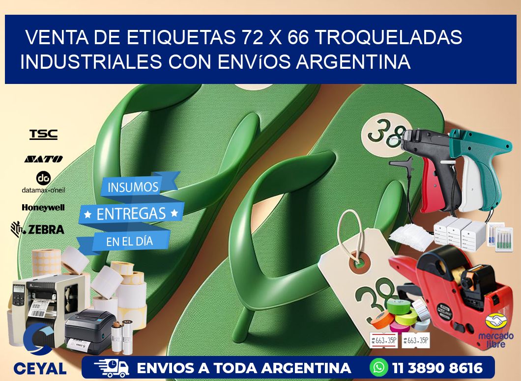 Venta de etiquetas 72 x 66 troqueladas industriales con envíos Argentina
