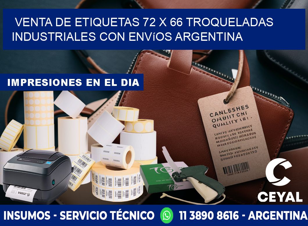 Venta de etiquetas 72 x 66 troqueladas industriales con envíos Argentina