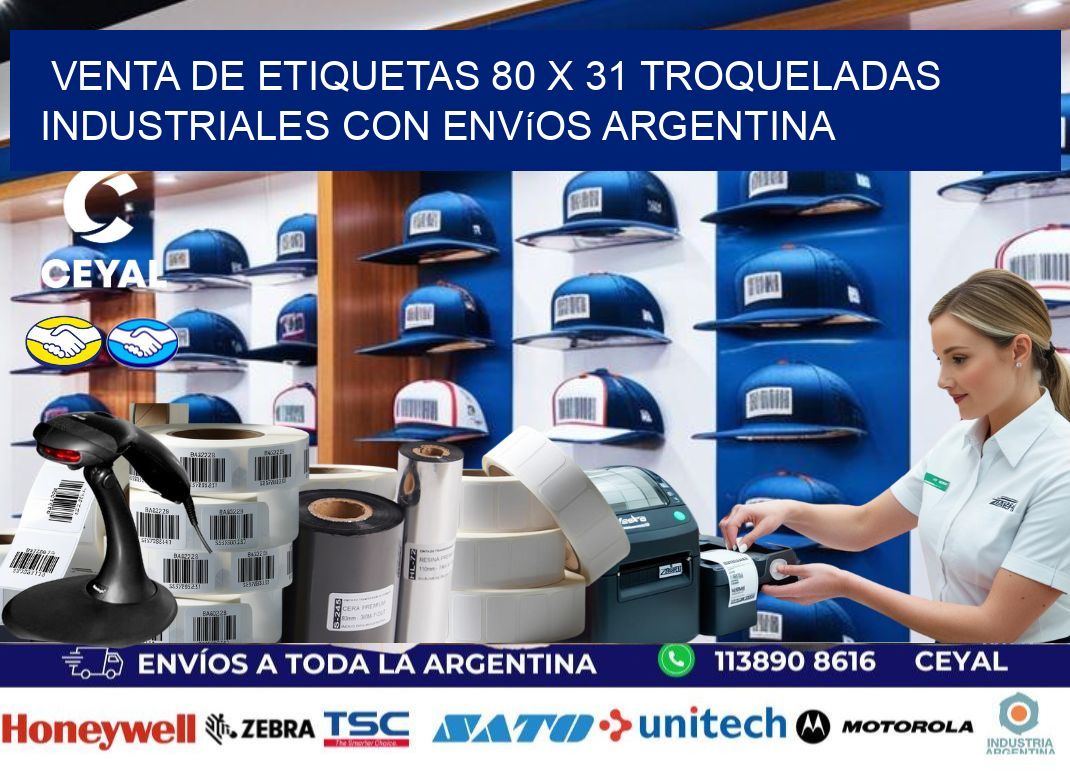 Venta de etiquetas 80 x 31 troqueladas industriales con envíos Argentina