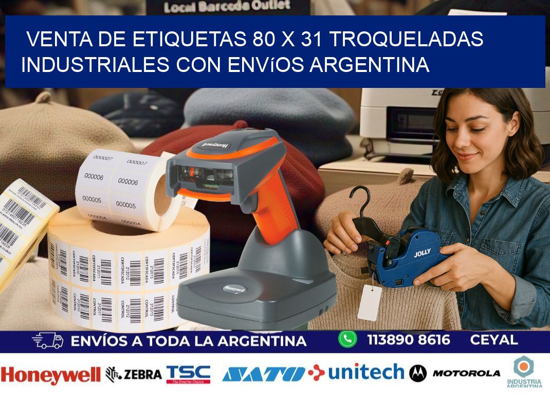 Venta de etiquetas 80 x 31 troqueladas industriales con envíos Argentina
