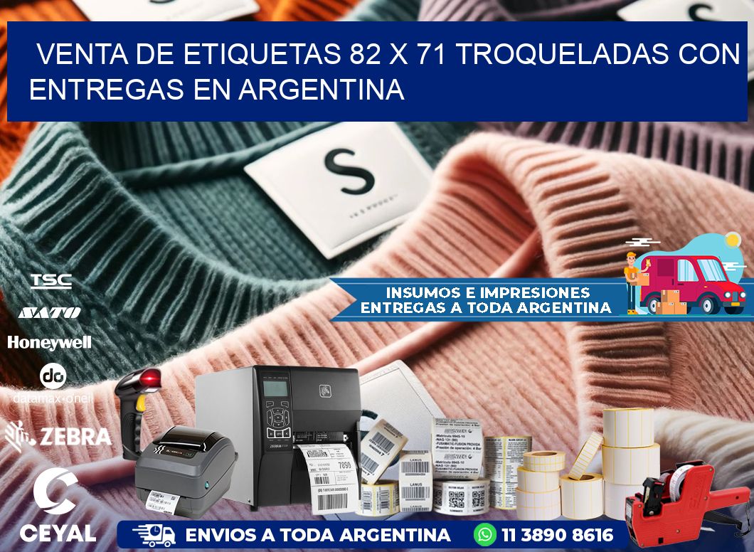 Venta de etiquetas 82 x 71 troqueladas con entregas en Argentina