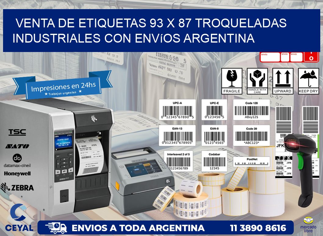 Venta de etiquetas 93 x 87 troqueladas industriales con envíos Argentina