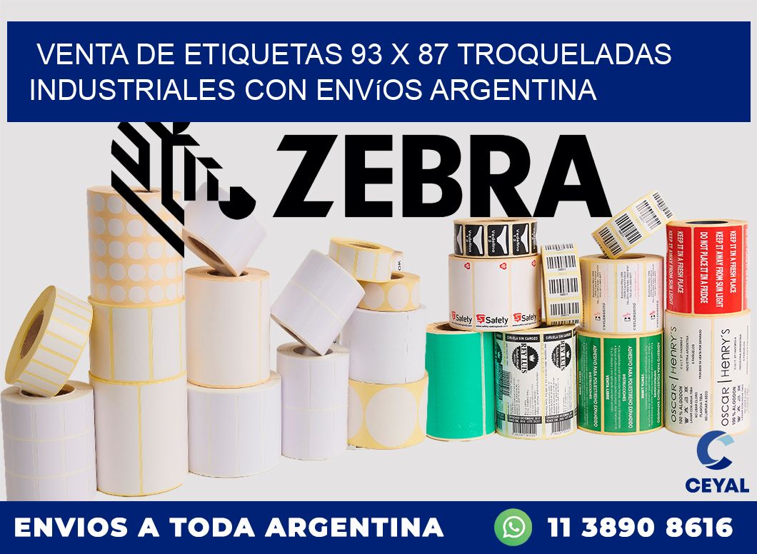 Venta de etiquetas 93 x 87 troqueladas industriales con envíos Argentina
