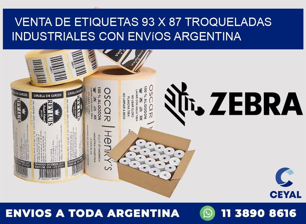 Venta de etiquetas 93 x 87 troqueladas industriales con envíos Argentina