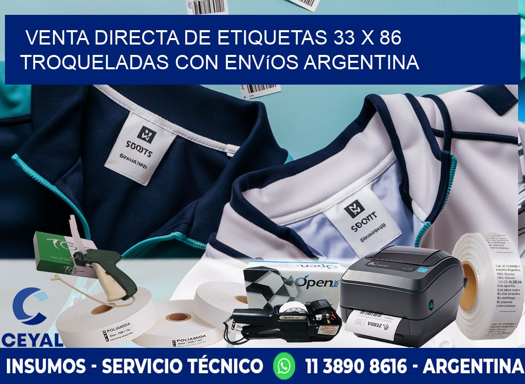 Venta directa de etiquetas 33 x 86 troqueladas con envíos Argentina