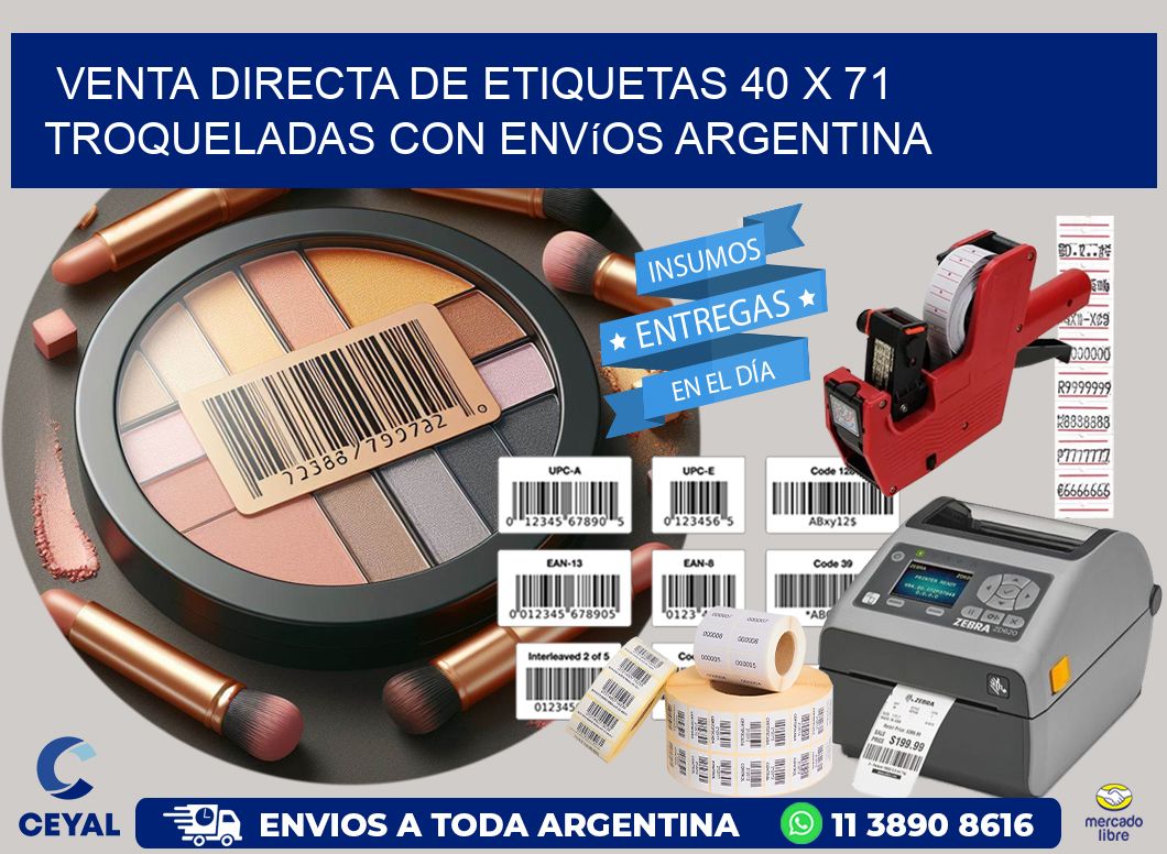 Venta directa de etiquetas 40 x 71 troqueladas con envíos Argentina