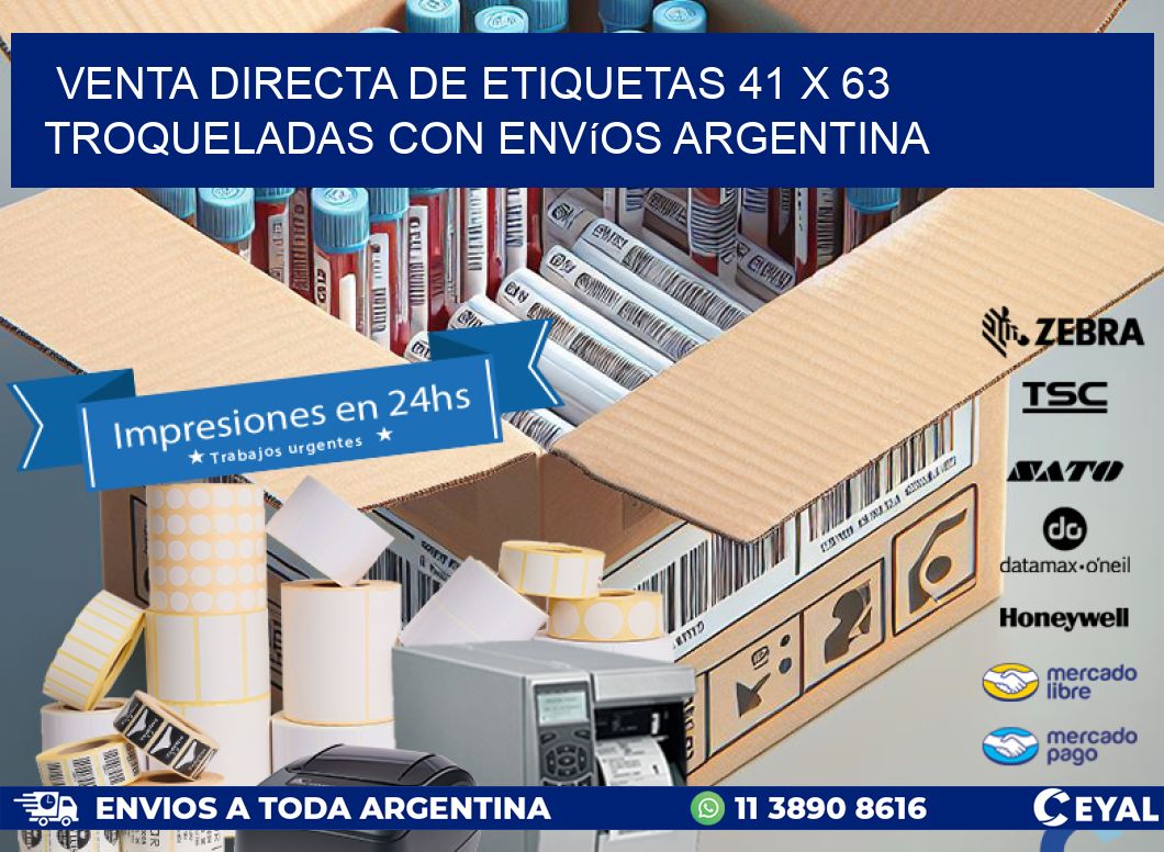 Venta directa de etiquetas 41 x 63 troqueladas con envíos Argentina