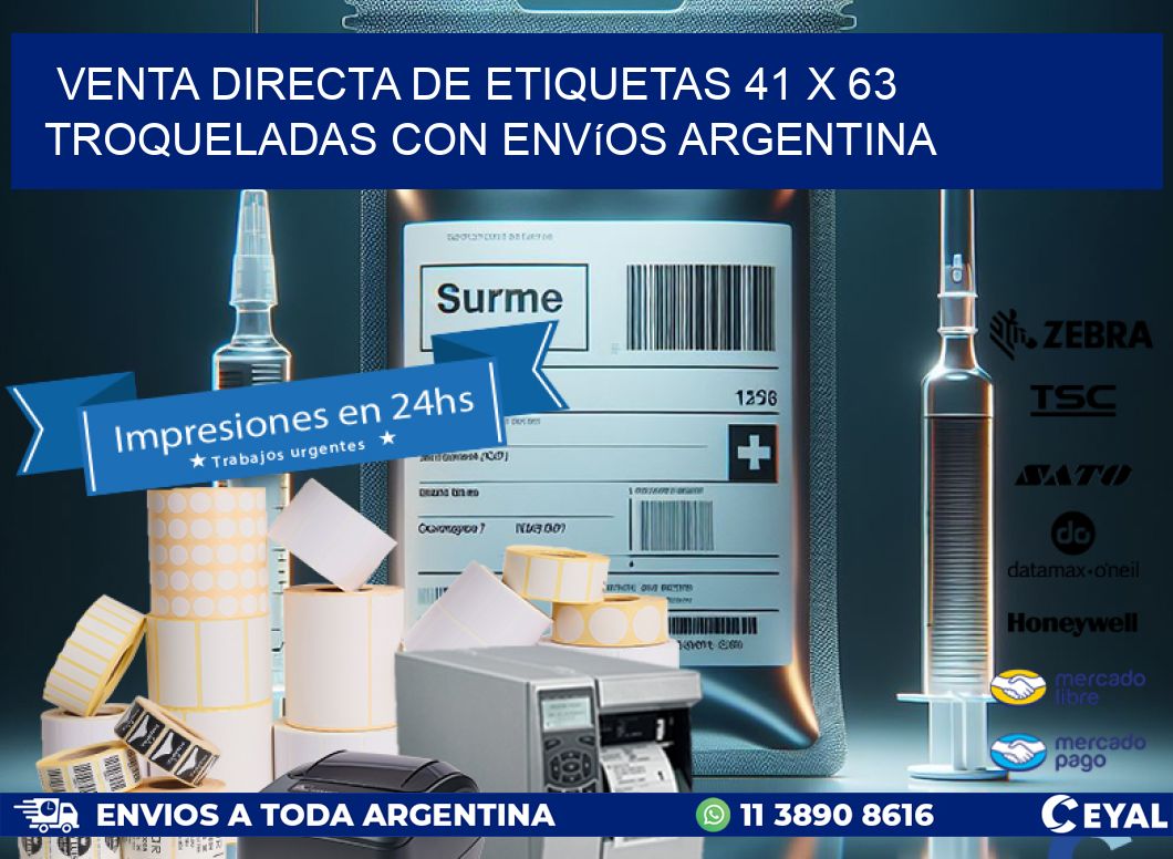 Venta directa de etiquetas 41 x 63 troqueladas con envíos Argentina