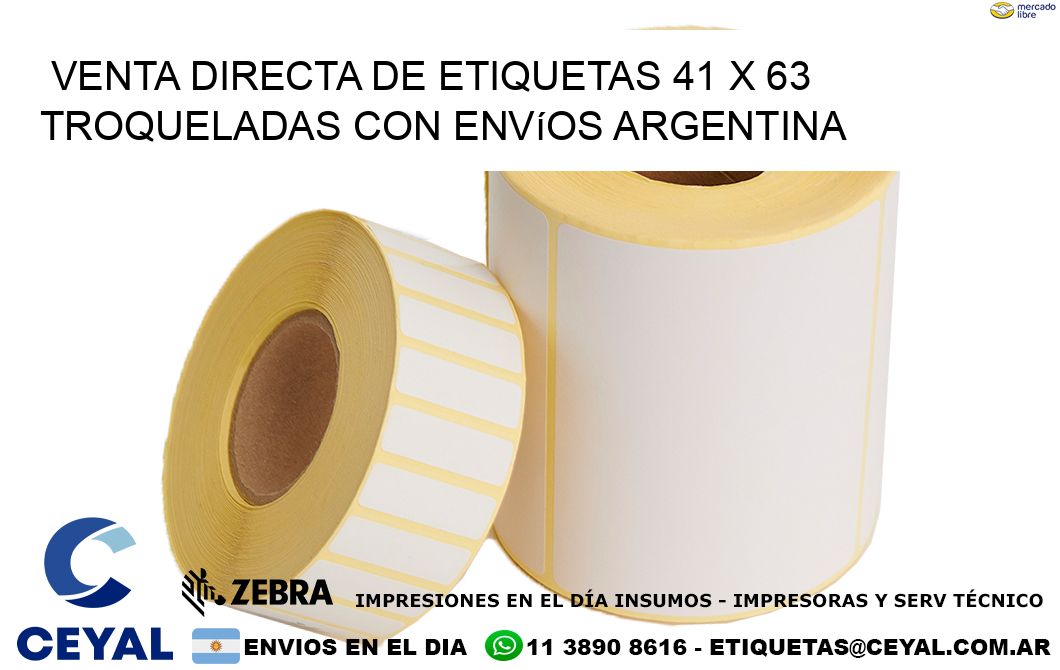 Venta directa de etiquetas 41 x 63 troqueladas con envíos Argentina