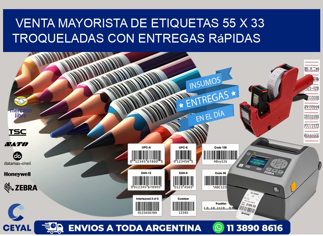 Venta mayorista de etiquetas 55 x 33 troqueladas con entregas rápidas