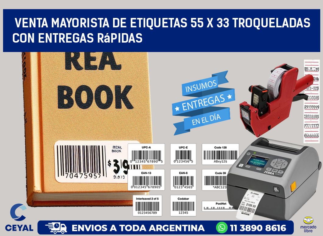 Venta mayorista de etiquetas 55 x 33 troqueladas con entregas rápidas