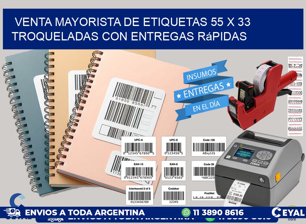 Venta mayorista de etiquetas 55 x 33 troqueladas con entregas rápidas