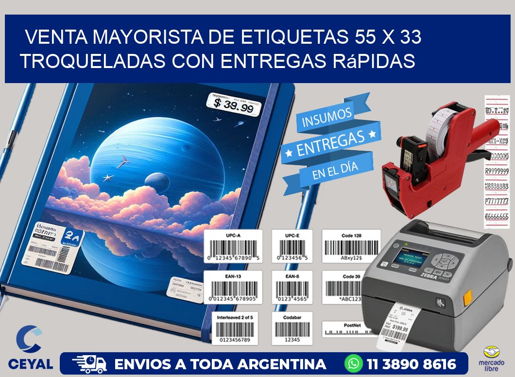 Venta mayorista de etiquetas 55 x 33 troqueladas con entregas rápidas