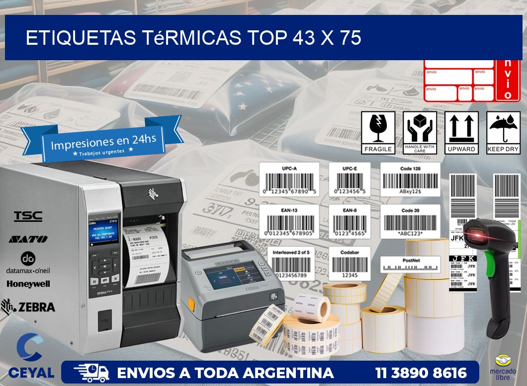 etiquetas Térmicas top 43 x 75