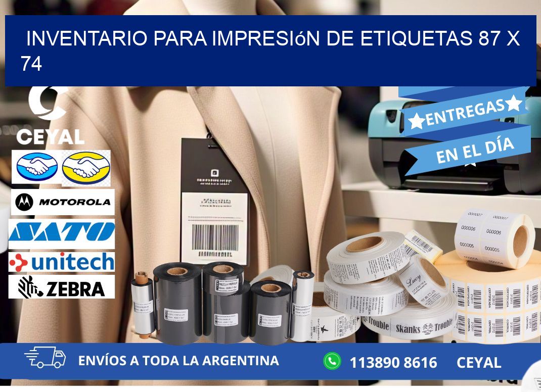 inventario para impresión de etiquetas 87 x 74